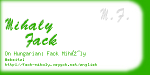 mihaly fack business card
